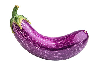 Fresh purple eggplant, isolated on a white background, high detail, simple composition PNG transparent.