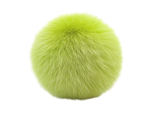 Green fluffy ball with soft texture isolated on white background. PNG transparent.