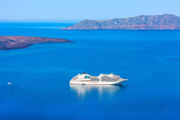 panorama of caldera and volcano, Santorini, Greece