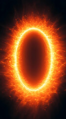 Canvas Print - Bright glowing orange circle in a dark void, looking like a fiery portal or a ring of energy.