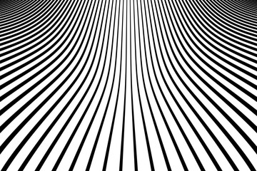 Sticker - Lines in Diminishing Perspective. Abstract Textured Black and White Background.  