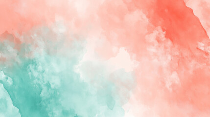 Abstract Watercolor in Coral and Mint Hues