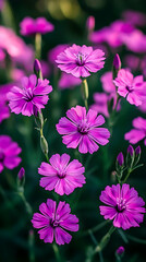 Canvas Print - Close-up of vibrant pink flowers with blurred background.