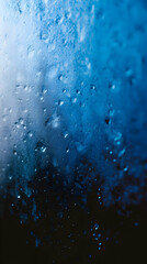 Poster - Close-up of water droplets on a blue background.