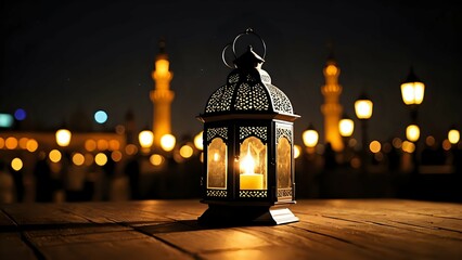 a beautiful lantern, with the background of the night of the month of Ramadan