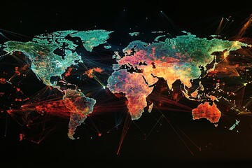 Wall Mural - Global Network Connections: A Visual Representation of Interconnectedness