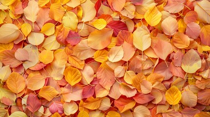 Wall Mural -  Fallen leaves in vibrant autumn colors background texture