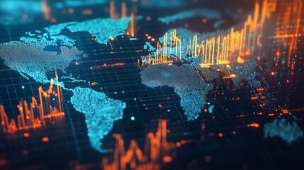 Global Data Visualization: Network Map with Data Points and Trends