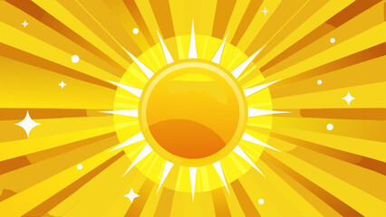 Sunny and bright yellow hot background. Abstract yellow-orange background with sun rays