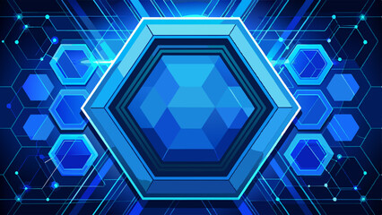 Abstract blue hexagon background. Futuristic technology digital hi tech concept background. Banner, posters, cards, headers, website