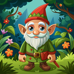 fantasy christmas vector illustration of gnome