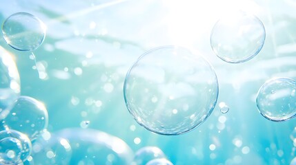 Canvas Print - Abstract Bubbles Water Background, Teal, Bokeh