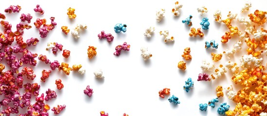 Aufkleber - colored popcorn set against a white background. with copy space image. Place for adding text or design