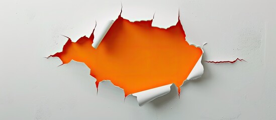Aufkleber - A hole in white paper against an orange background copyspace