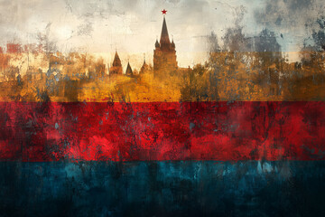 Russian flag illustration, white red blue, rusia flag concept art