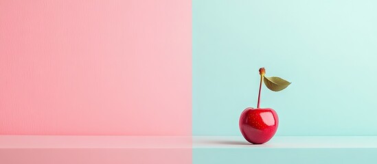 Poster - Copy space Cherry on a pastel background with a minimal design