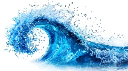 Wall Mural - Blue Ocean Wave Splashing Water Isolated Background