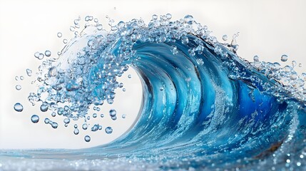 Wall Mural - Blue Ocean Wave with Water Droplets - Splashing Nature