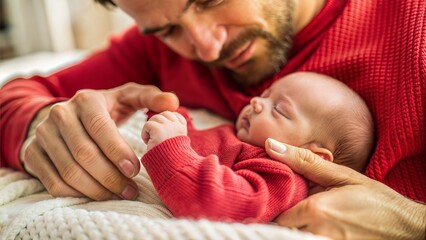 Poster - baby s hand  the father holds