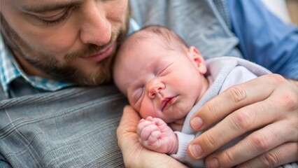 Canvas Print - baby s hand  the father holds