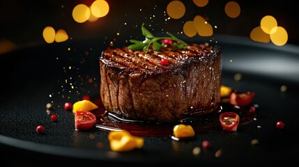 Exquisite Wagyu steak, crafted with precision, luxury dining, realistic photograph,