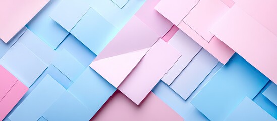 Leinwandbilder - Pastel colored paper texture background Abstract geometric background in soft pink and blue. with copy space image. Place for adding text or design