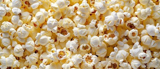 Aufkleber - Delicious popcorn in a bowl on a colored background top view. with copy space image. Place for adding text or design