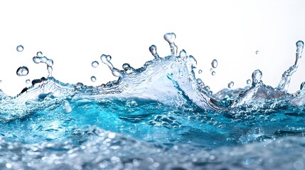 Wall Mural - Blue Water Splash Isolated on White Background