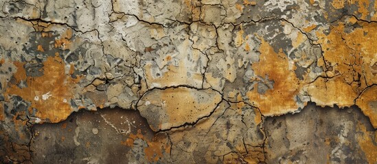 Poster - Abstract patterns on the aged concrete wall with a sepia backdrop Close up Selective focus Copyspace