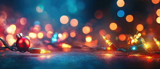 Poster - Glittering Christmas lights for the festive season Blurred abstract background featuring bokeh Copyspace Banner