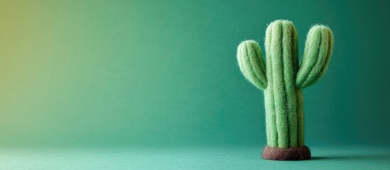 Aufkleber - felt cactus on a vivid background. with copy space image. Place for adding text or design