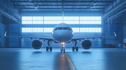 Poster - photograph of a smart hangar equipped with iot technology displaying real time diagnostics and monit