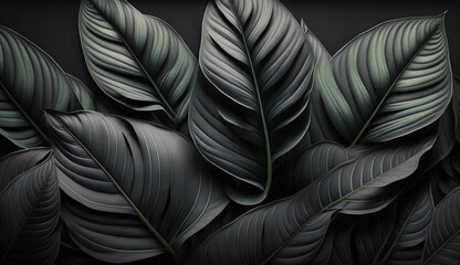 Background flat lay dark nature concept tropical leaf digital ai