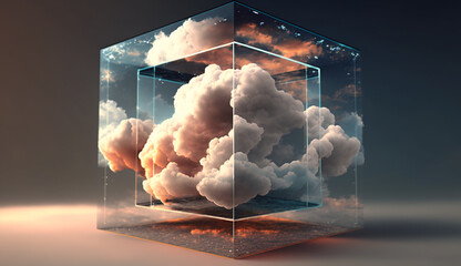 Poster - Celestial Cube on a Lunar Surface  cloud computing technology concept