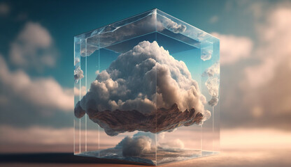 Poster - Celestial Cube on a Lunar Surface  cloud computing technology concept