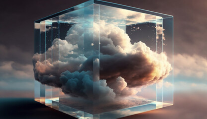 Poster - Celestial Cube on a Lunar Surface  cloud computing technology concept
