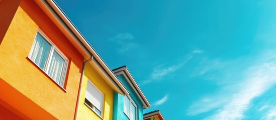 Aufkleber - A section of a vibrant house exterior against a blue sky. with copy space image. Place for adding text or design