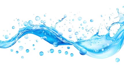 Wall Mural - Blue Water Splash with Bubbles - Abstract Background