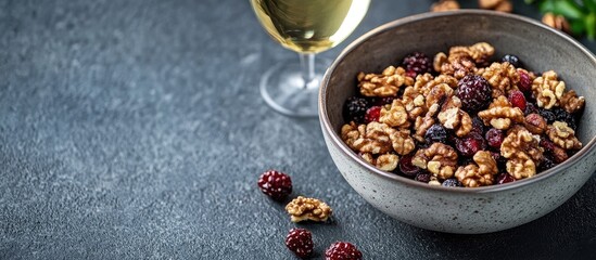 Aufkleber - dried berry and walnut French dish with white wine. with copy space image. Place for adding text or design
