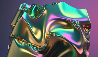 Surreal Abstract Fluid Liquid Metal Displaying Iridescent Colors in a Setting During Creative Digital Art Exploration