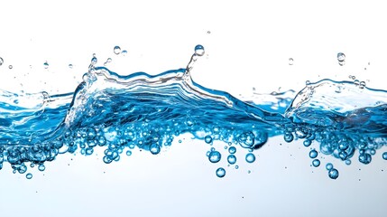 Canvas Print - Blue Water Splash with Bubbles - Abstract Background