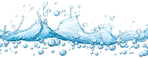 Wall Mural - Blue Water Splash with Bubbles - Abstract Background