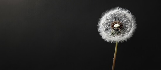 Leinwandbilder - Close up of a dandelion isolated on a black background with copyspace