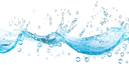 Wall Mural - Blue Water Splash with Bubbles - Liquid Texture Background