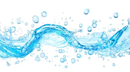 Wall Mural - Blue Water Splash with Bubbles - Liquid Texture Background