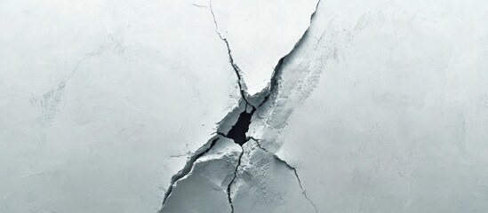 Aufkleber - Large crack on the gray wall abstract representation of the vertical fissure Close up Selective focus Copy space