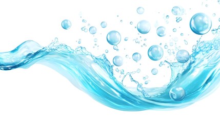 Wall Mural - Blue Water Splash with Bubbles Abstract Background