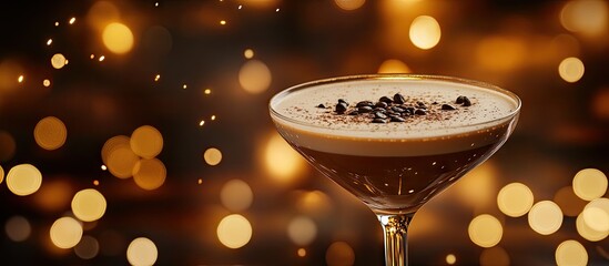 Aufkleber - Coffee Martini cocktail set against disco lights. with copy space image. Place for adding text or design