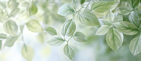 Fototapete - Beautiful white green euonymus leaves set against a backdrop of intertwined vines Copyspace