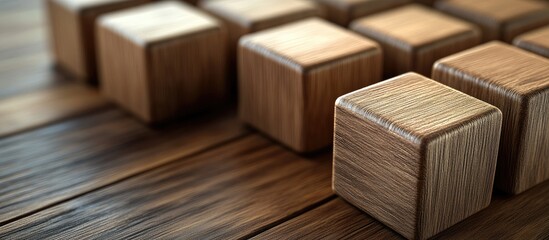 Poster - Wooden blocks with copy space and a business theme